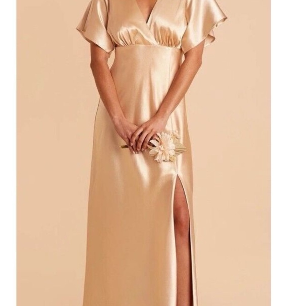 Birdy Great Elegant Gold Satin Evening Dress
